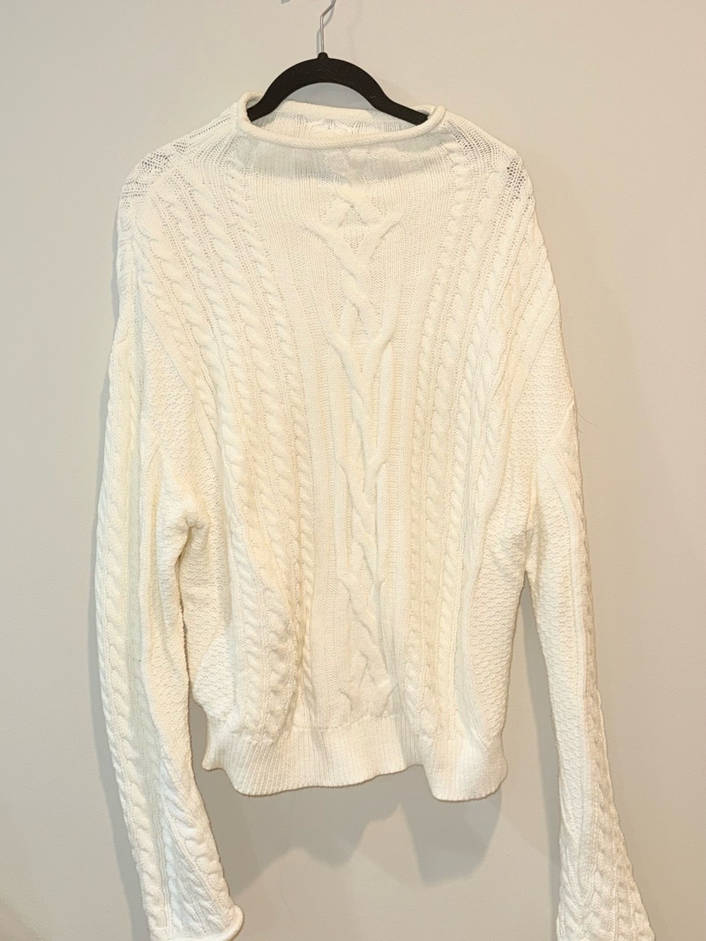 White Cable Knit Crewneck Sweater